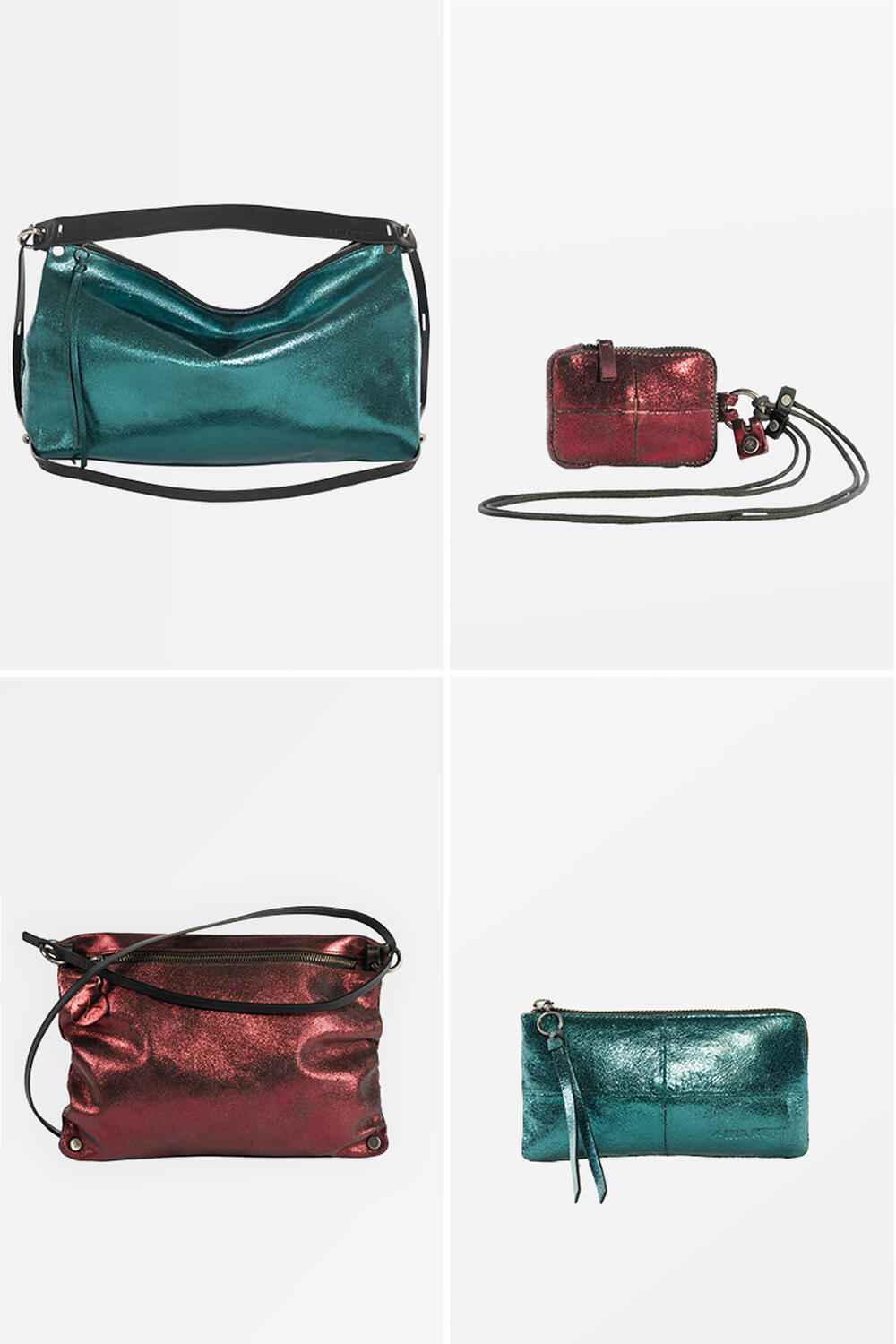 Auswahl an glänzender Metallic-Taschen von INA KENT