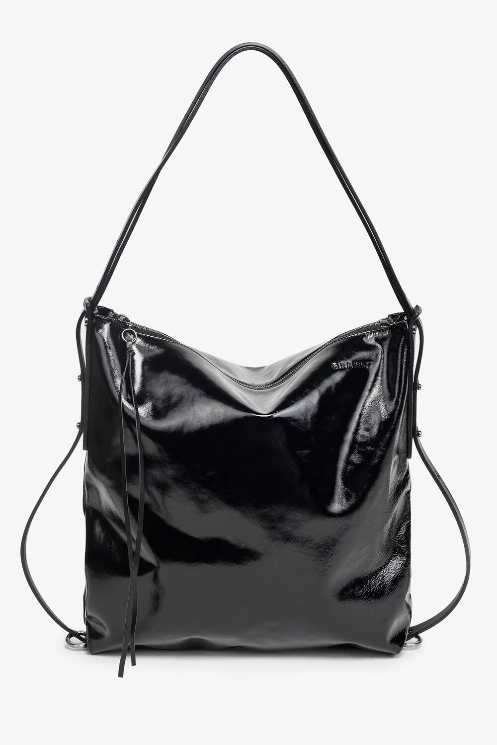 INA KENT Wandelbare Tote Bag aus Lackleder AMPLE ed.1 patent black