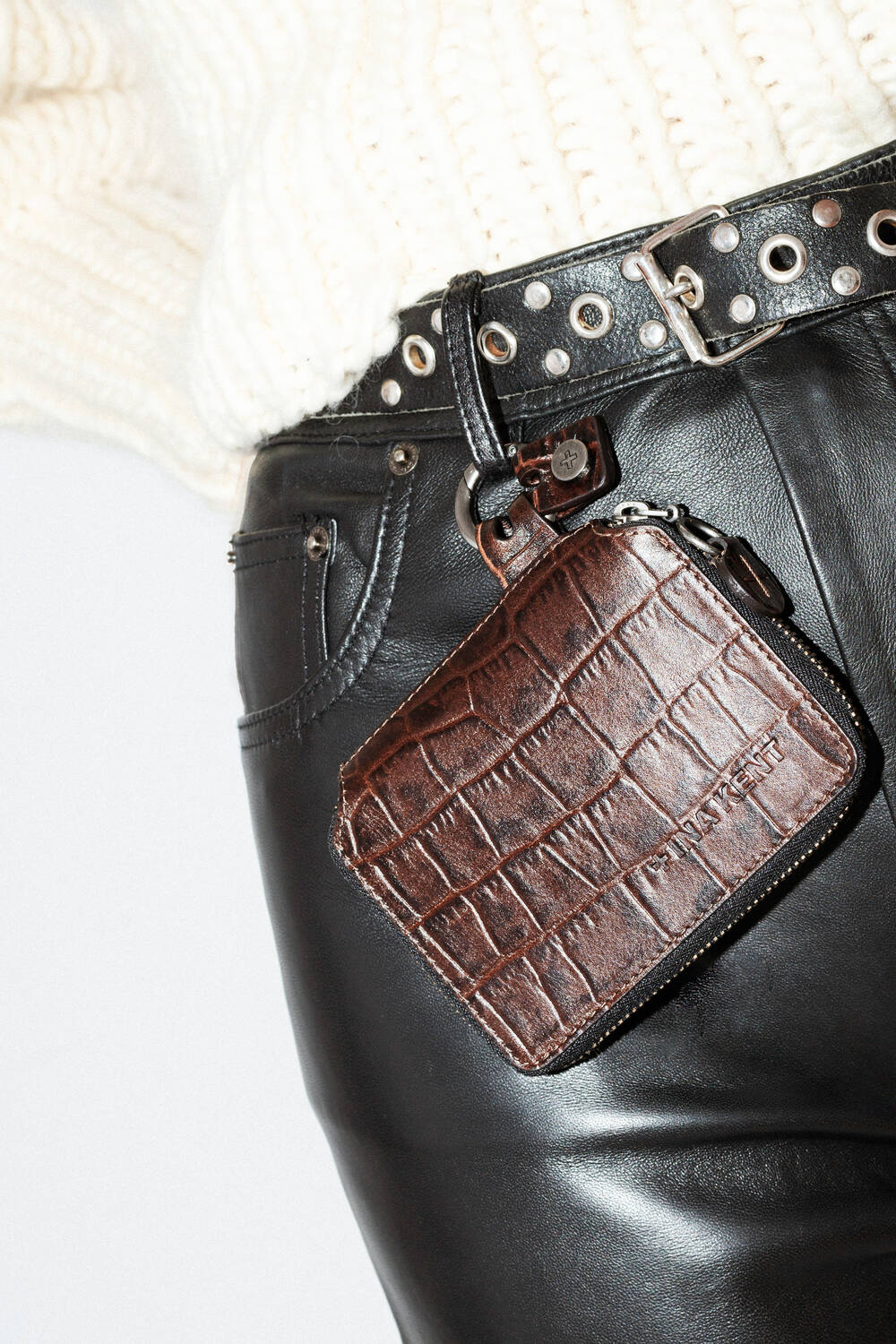 X.ENY ed.1 Portemonnaie Geldtasche Croc Brown