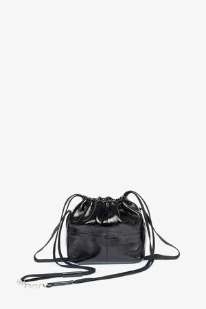 Small versatile hand bag made of black patent leather LIL BUFFY ed.1 patent black