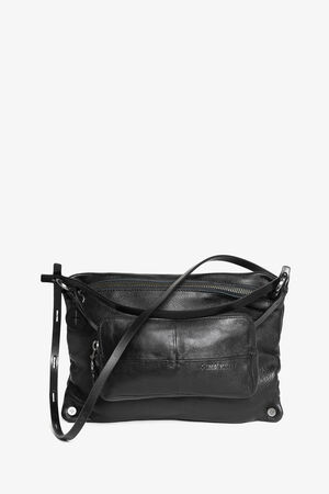 Schultertasche MOONLIT ed.1 black und Mini Bag X.ONI ed.2 black aus schwarzem Glattleder