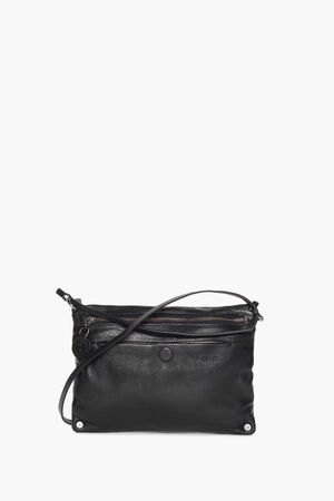 Schultertasche MOONSTRUCK ed.1 black aus weichem Glattleder in schwarz