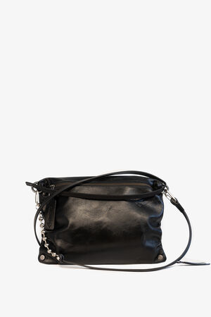 MOONLIT ed.1 S16 eco buff black – Schultertasche aus pflanzlich gegerbten Leder mit Kette