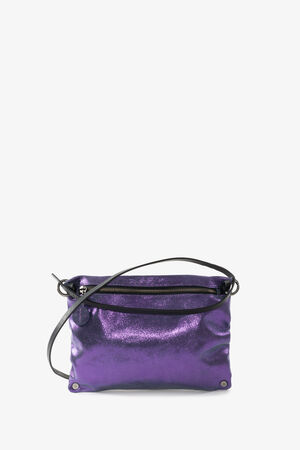 INA KENT Schultertasche MOONLIT ed.1 aus Leder in metallic lila Vorderseite