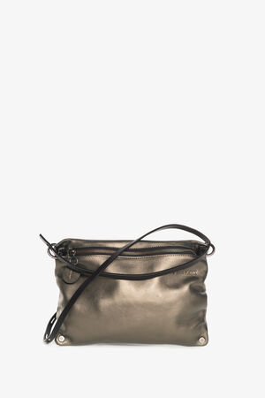 INA KENT Tasche MOONLIT ed.1 aus goldenem Leder mit schwarzem Riemen