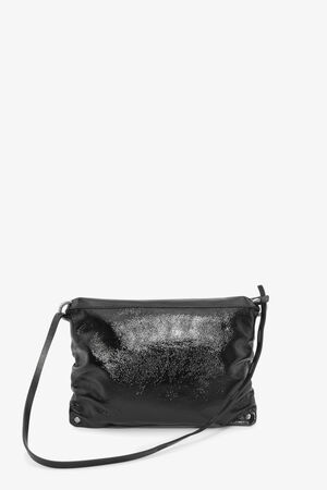 INA KENT Crossbody Tasche MOONLIT ed.1 aus schwarzem Lackleder mit verstellbarem Riemen Rückansicht