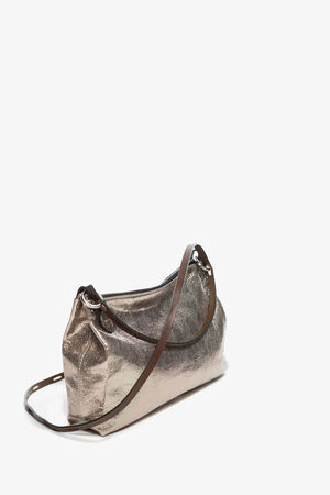 INA KENT ORNAMENT ed.2 metallic bright anthra (other side): The same bag, this time from a different angle, showing the shiny surface and the subtle metallic look in anthracite.