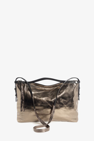 Goldene Lederhandtasche von vorne