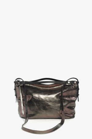 graue metallische Ledertasche namens ROVE ed.1 von Vorne