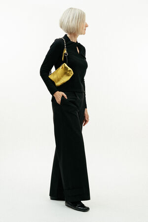 INA KENT small bag in metallic neon yellow leather shoulder bag full body