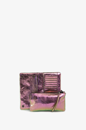 grün-rosa schimmerndes,Portemonnaie von Innen