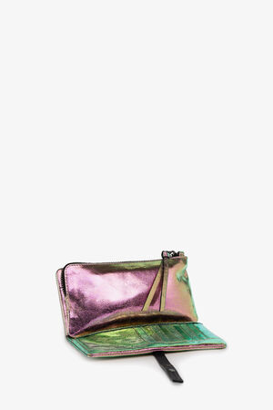 grün-rosa schimmerndes,Portemonnaie von Innen