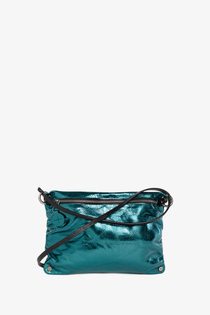 Rechteckige INA KENT Handtasche in Türkis mit  Riemen in Schwarz 