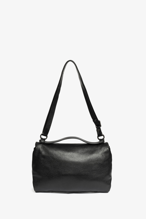 Back view ALITA ed.1 black versatile, practical black leather handbag