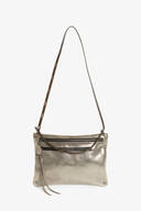 INA KENT versatile shoulder bag made of shimmery metallic leather MOONLIT ed.2 crackled anthra