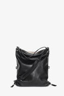 INA KENT Tasche AD LIB ed.1 aus zweifarbigem Leder in schwarz und Metallic Platin mit langem schwarzem Riemen