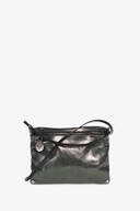 MOONLIT ed.1 crackled graphite – Schultertasche aus grauem Metallic-Leder