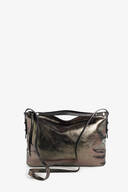 Silbergraue Ledertasche von Vorne