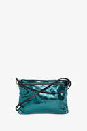 Rechteckige INA KENT Handtasche in Türkis mit  Riemen in Schwarz 